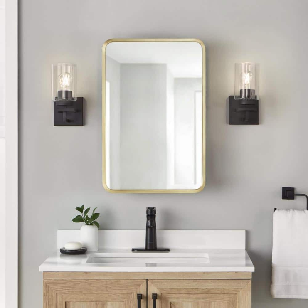 Glacier Bay 16 in. W x 24 in. H Rounded Corner Rectangular Brushed 
