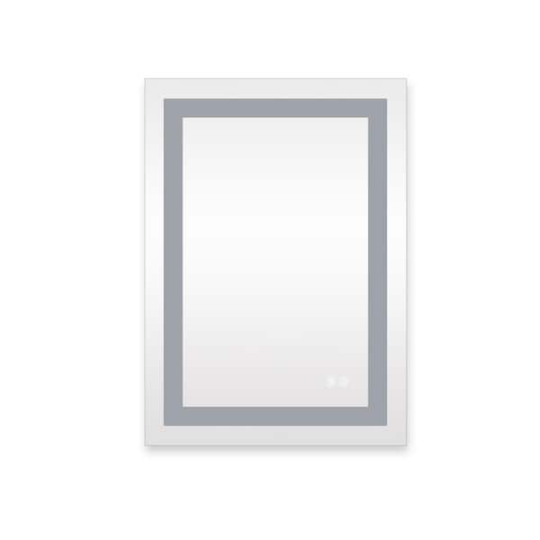 FORCLOVER 20 in. W x 28 in. H Rectangular Frameless Anti-Fog LED Light Wall Mount Bathroom Vanity Mirror