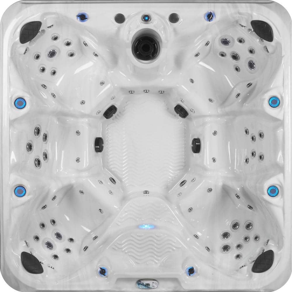 Redwood 7-Person Square Hot Tub with 100 Jets and LED Lighting