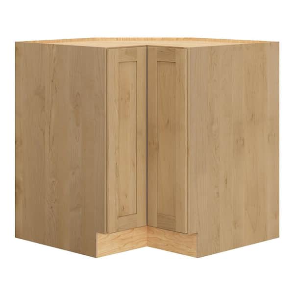QuickShip Cottage 33 in. W x 24 in. D x 34.5 in. H Assembled Plywood Lazy Susan Corner Cabinet in Canopy