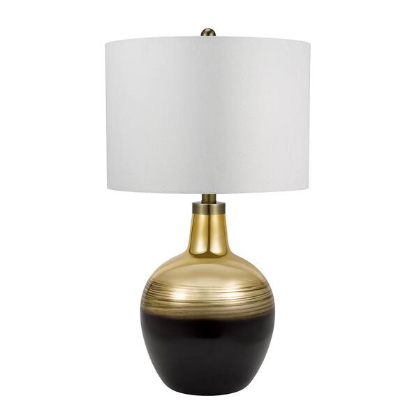 Cresswell 31.25 in. Black and Gold Electroplated Glass Table Lamp