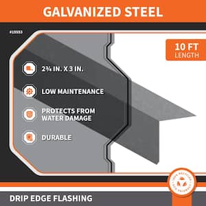 2-3/4 in. x 3 in. x 10 ft. Galvanized Steel Drip Edge Flashing