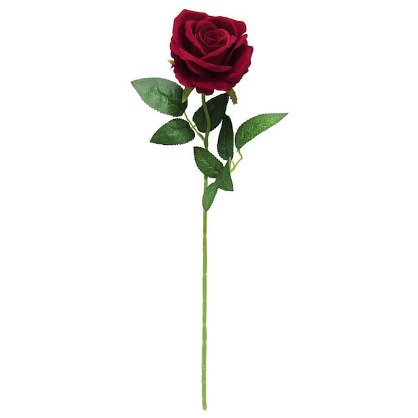 LIVING LUXURY 20 in. Red Artificial Velvet Rose Flower Stem Spray (Set of 12)