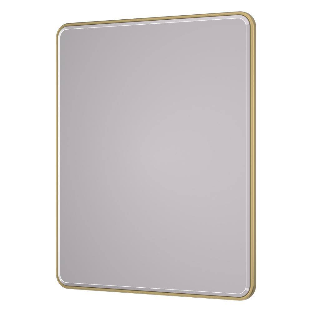 30 in. x 36 in. Rectangle Brushed Gold Tempered Glass Beveled Edge Bathroom Mirror, Rounded Corner Framed Wall Mirror price history on PriceWatchPro