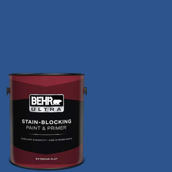 BEHR ULTRA 1 gal. #P520-7 Flashy Sapphire Flat Exterior Paint & Primer