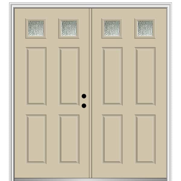 MMI Door 72 in. x 80 in. Left-Hand Inswing Rain Glass Wicker Fiberglass Prehung Front Door on 6-9/16 in. Frame