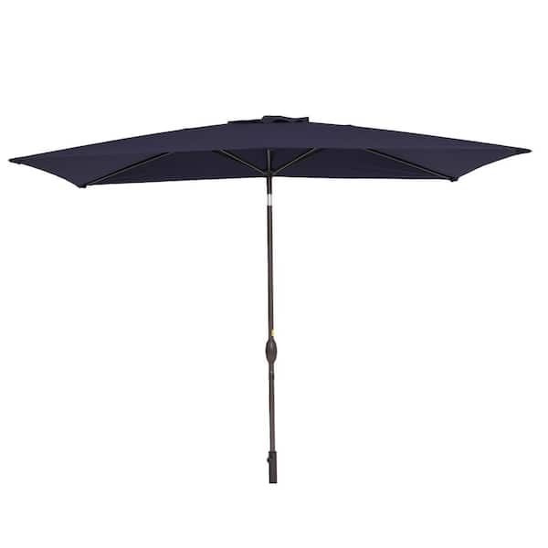 ANGELES HOME 6.5 ft. Steel Aluminum Market Tilt Patio Umbrella in Navy