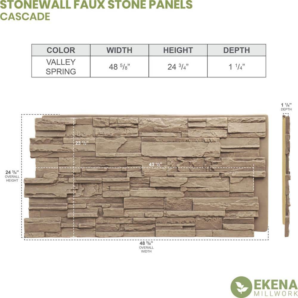 Valley Spring Faux Stone Panel in Light Brown