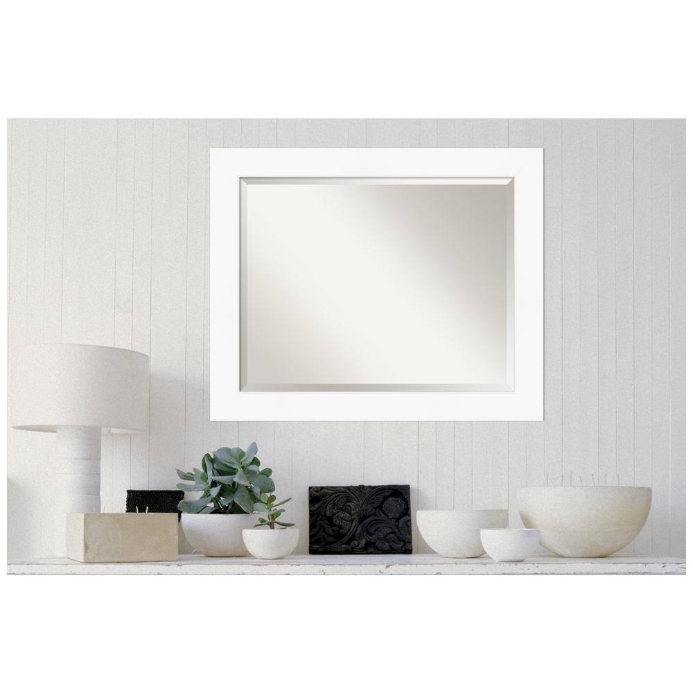Cabinet White Beveled Bathroom Wall Mirror 33x27