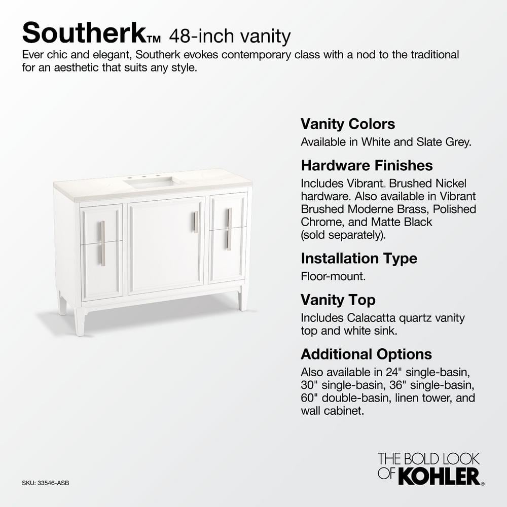 Southerk 48-Inch White Painted Freestanding Bathroom Vanity with Quartz Top