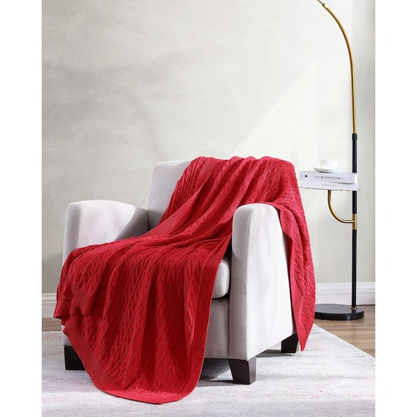 Red cable knit cheap throw