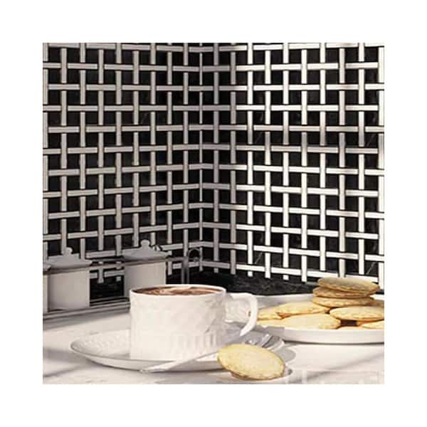 Noir Luxe 12 in. x 12 in. Polished Eastern Black and White Marble Mosaic Wall and Floor Tile (5 sq. ft./case) 5-Pack