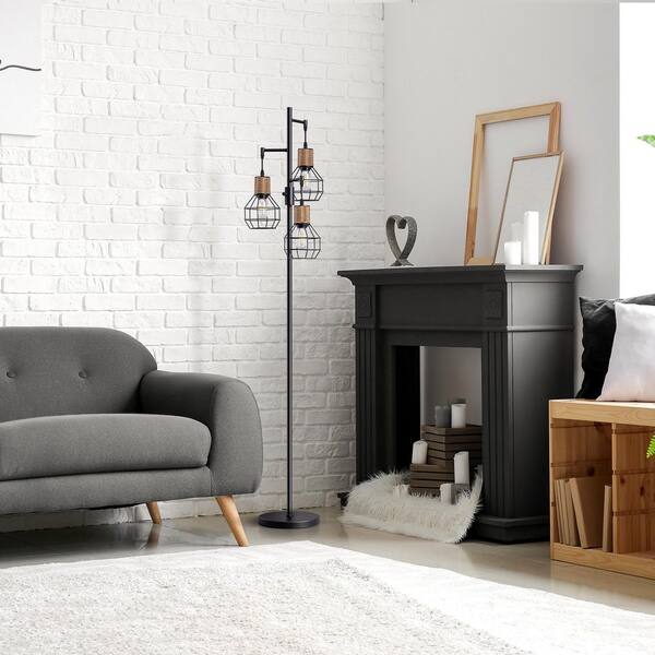 EDISHINE Dimmable Industrial Floor Lamp, Farmhouse Standing Lamp For Living Room, Bedroom, 3 LED