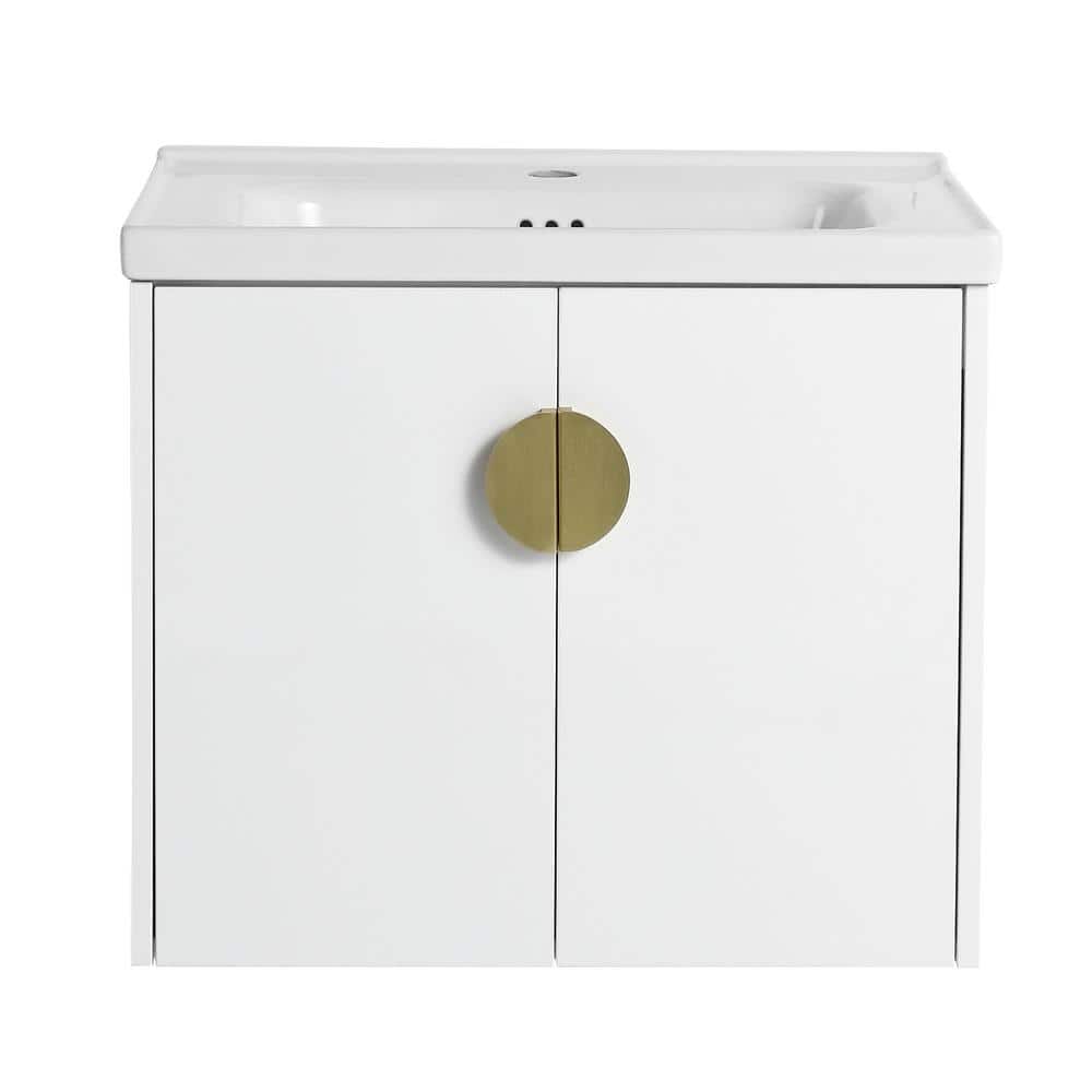 23.8 in. W x 18.5 in. D x 20.7 in. H Single Sink Floating Bath Vanity in Wh