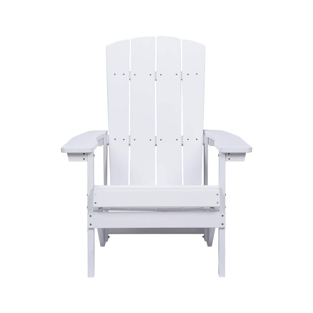 Curved Backrest White Plastic Adirondack Chair (1Pack) WHAdirondack