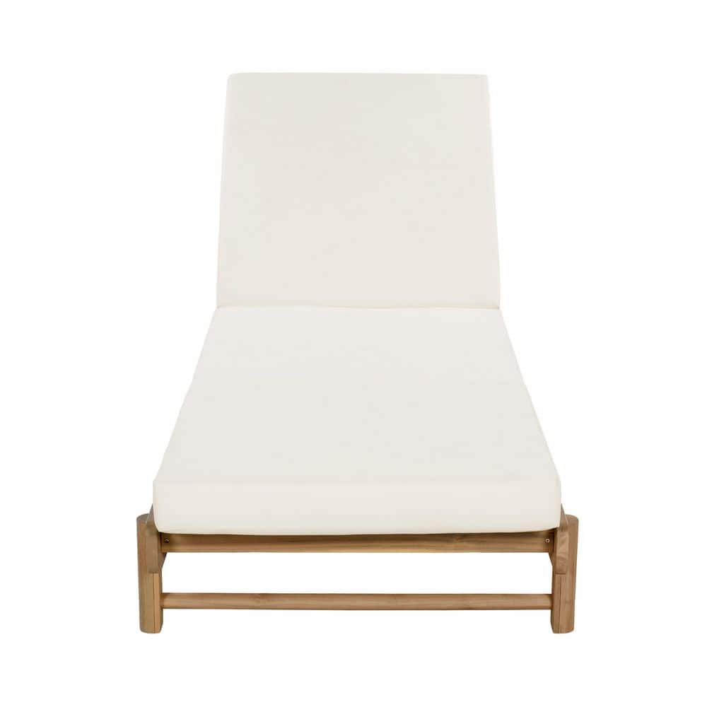 Tatum Light Teak Finish 1-Piece Solid Wood Adjustable Patio Outdoor Chaise Lounge with 3-Fold Cream Cushions price history on PriceWatchPro