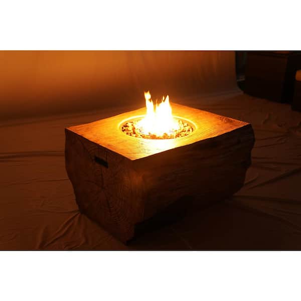 Strip 7-Pieces Rock and Fiberglass Fire Pit Table Gray Wicker Conversation Set with Gray Cushions and a Storage Box