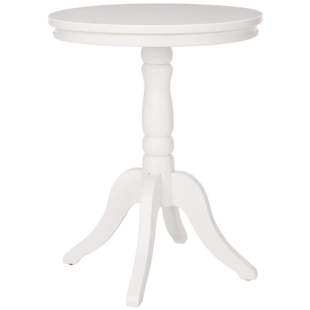 Vivienne White Pine Wood Round Accent Table