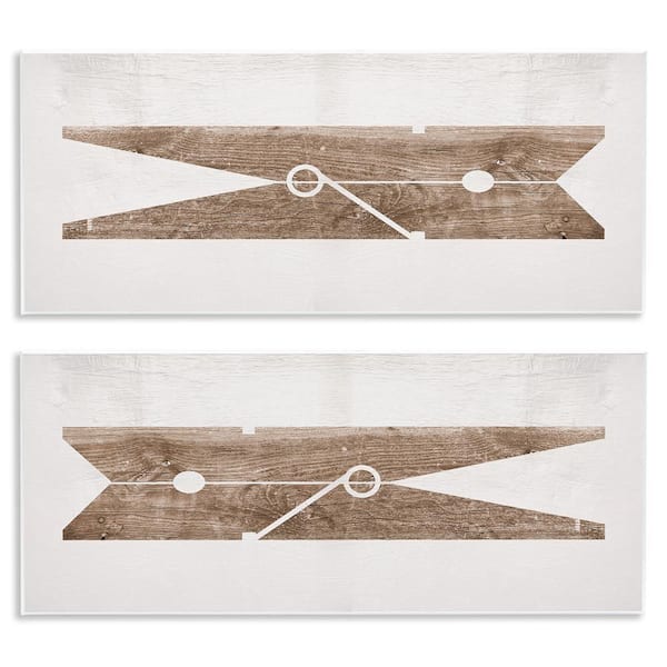 Stupell Industries Minimal Laundry Clothespins by Daphne Polselli 2 Piece Unframed Graphic Art Print Typography 7 in. x 17 in.
