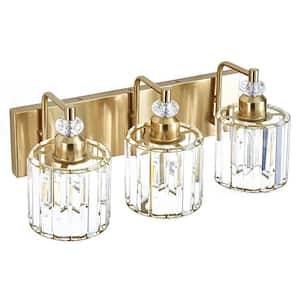 Vintage 16.5 in. 3-Light Brass Vanity Light with Clear Glass Shade
