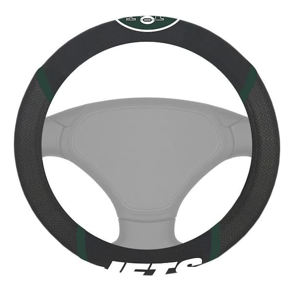 FANMATS NFL - New York Jets Embroidered Steering Wheel Cover in Black - 15in. Diameter