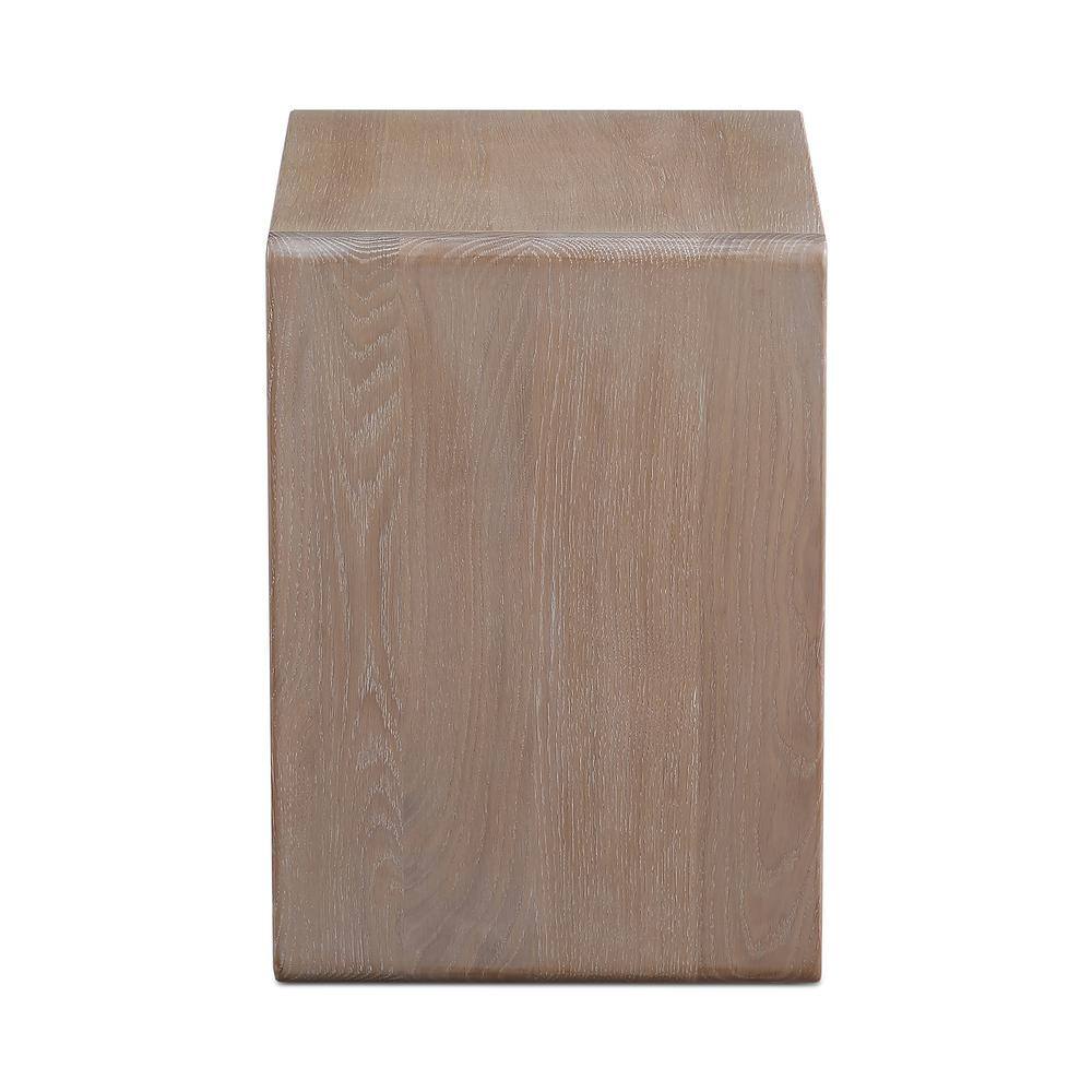 Compact White Oak C-Shaped Side Table with Semi-Gloss Finish