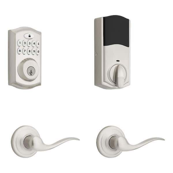Kwikset SmartCode 913 Satin Nickel Single Cylinder Electronic Deadbolt Featuring SmartKey Security and Tustin Passage Lever