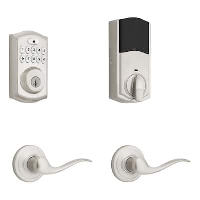 SmartCode 913 Satin Nickel Single Cylinder Electronic Deadbolt Featuring SmartKey Security and Tustin Passage Lever