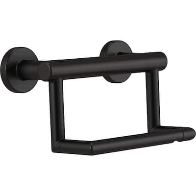 5 in. Decor Assist Contemporary Toilet Paper Holder with Assist Bar in Matte Black