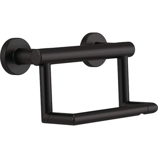 Delta 5 in. Decor Assist Contemporary Toilet Paper Holder with Assist Bar in Matte Black