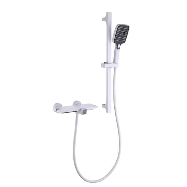 Tomfaucet Single Handle 3-Spray Tub and Shower Faucet 4.85 GPM in. White Valve Included