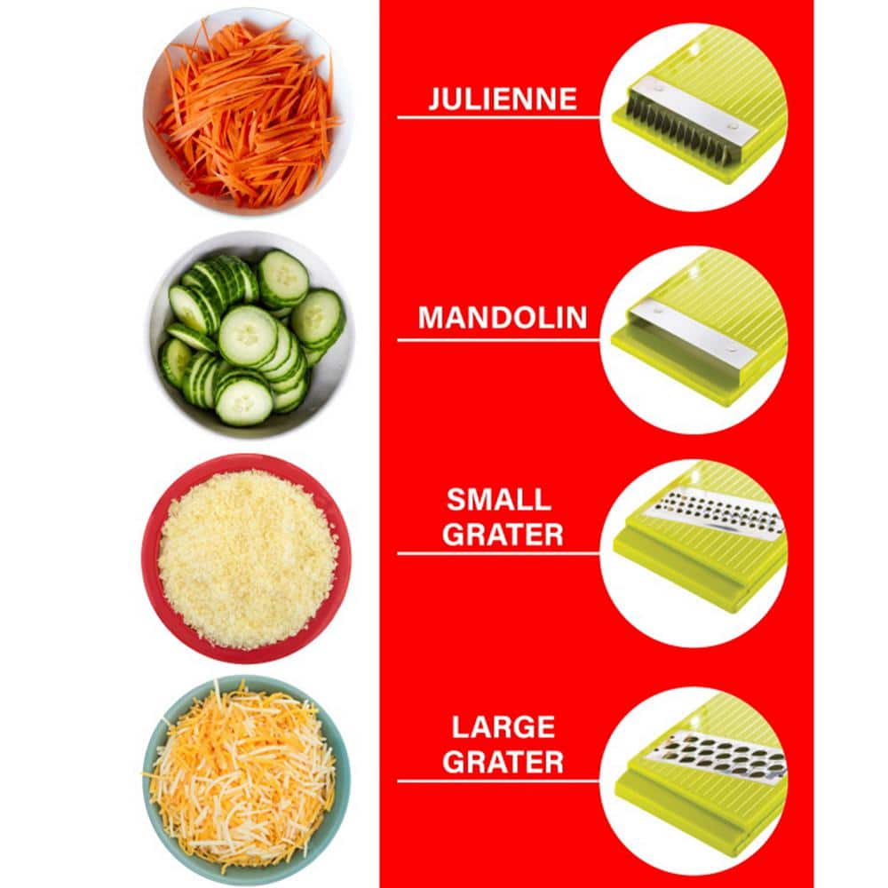 Green BPA-Free Mandoline Slicer with 5-Cup Storage Container