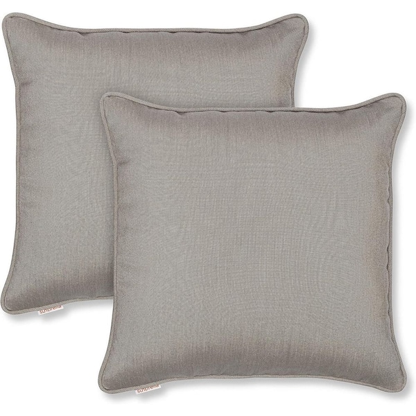 Sunbrella Indoor/Outdoor Corded Fill Throw Pillow 20 x 20, Dove (Set of 2)