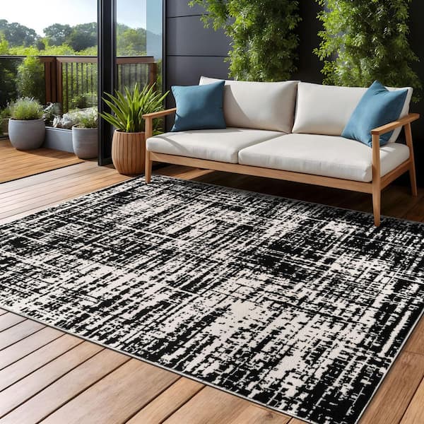 Beverly Rug Atlas Black 9 ft. x 12 ft. Rubber Back Washable Modern