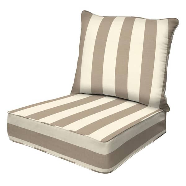 Honeycomb Outdoor Cabana Stripe Tan Deep Seating Cushion Set