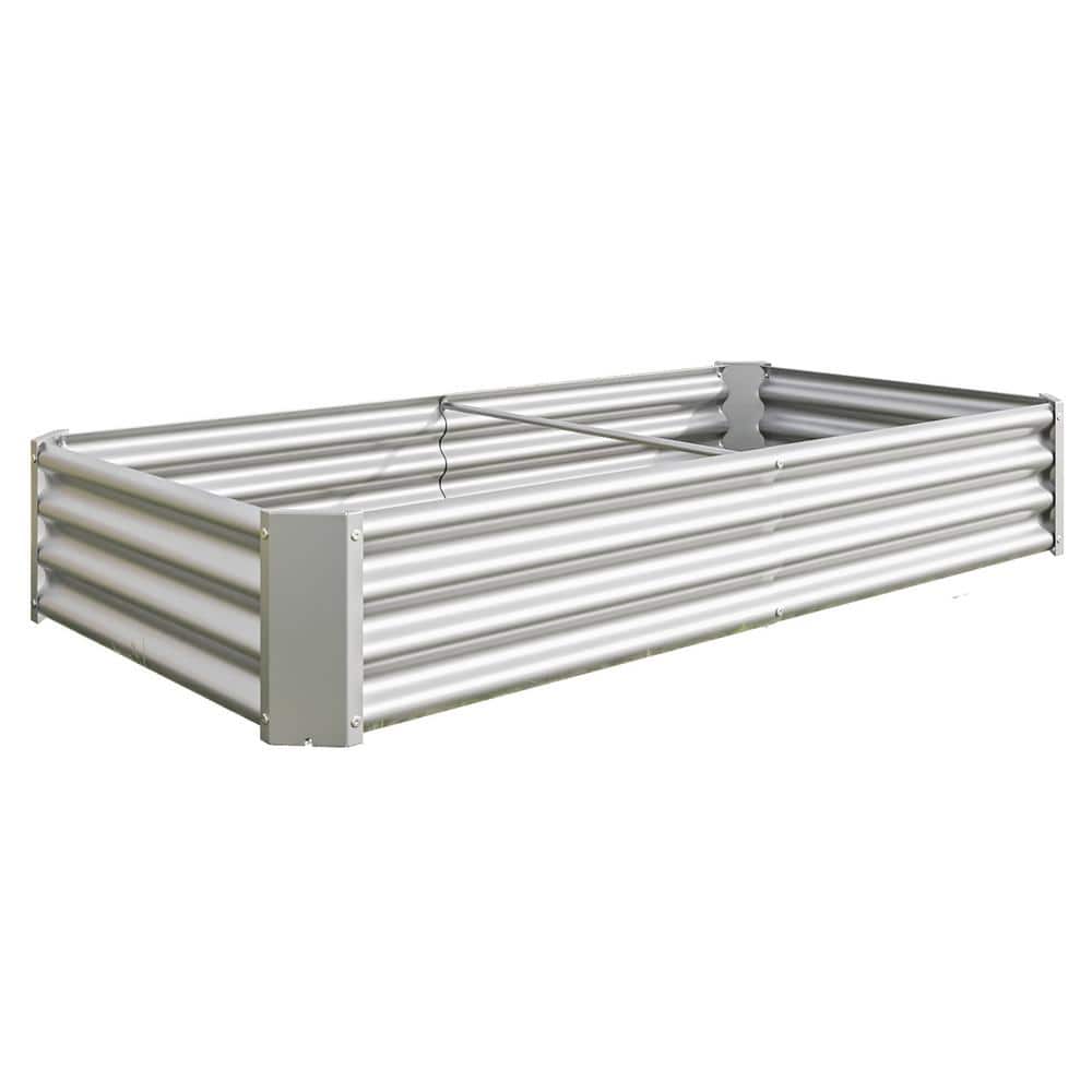 11.8 in. Tall 6 ft. x 3 ft. Silver Metal Raised Garden Bed Kit for Vegetabl