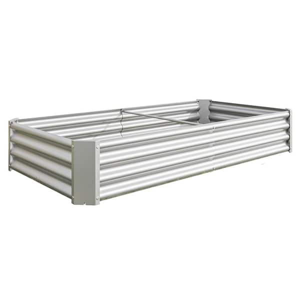 Unbranded 11.8 in. Tall 6 ft. x 3 ft. Silver Metal Raised Garden Bed Kit for Vegetables Flowers Ground Planter Box Planter Bed
