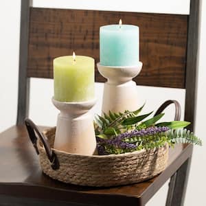 8.5" and 6.25" Hand-Thrown Pottery Pillar Candle Holders (Set of 2)