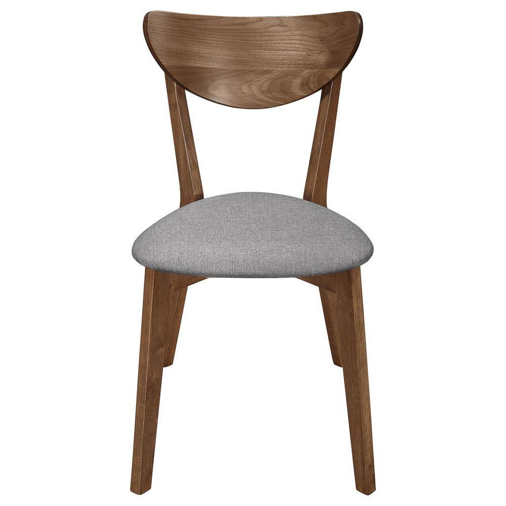 Natural Walnut and Grey Mid-Century Dining Set with Cushioned Seats