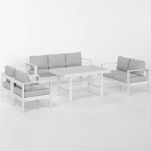 5-Piece Aluminum Patio Conversation Set with Light Gray Cushions