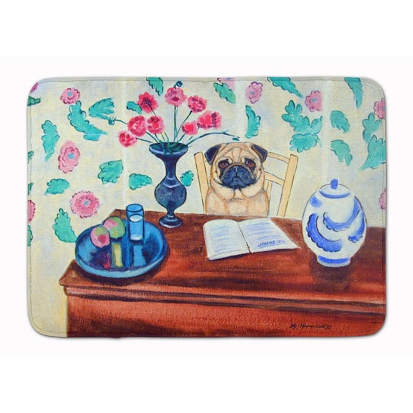 Caroline's Treasures 19 in. x 27 in. Pug Machine Washable Memory Foam Mat