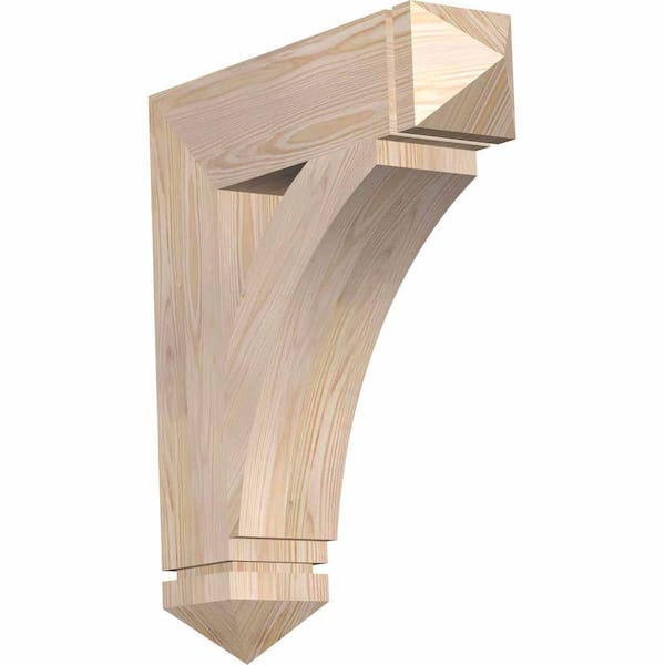Ekena Millwork 5.5 in. x 28 in. x 24 in. Douglas Fir Thorton Arts and Crafts Smooth Bracket