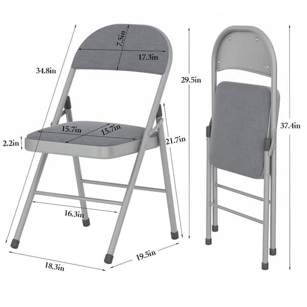 8-Pack Padded Folding Chairs with Fabric Seat, Steel Frame Folding Card Table Chairs Set for Indoor/Outdoor Deep Gray
