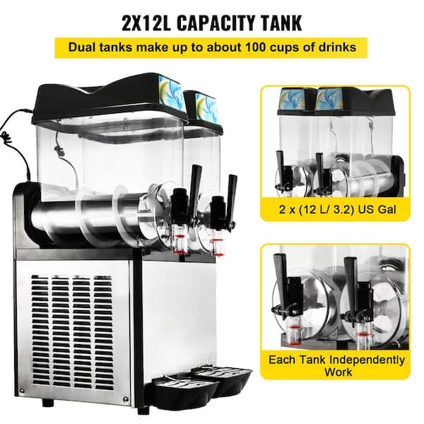 VEVOR 175 oz. Black Slush Frozen Drink Machine 2 x 2.5 L Tanks 380 Watt  Commercial Margarita Maker Snow Cone Machine S2.5L370W110VQW81V1 - The Home  Depot