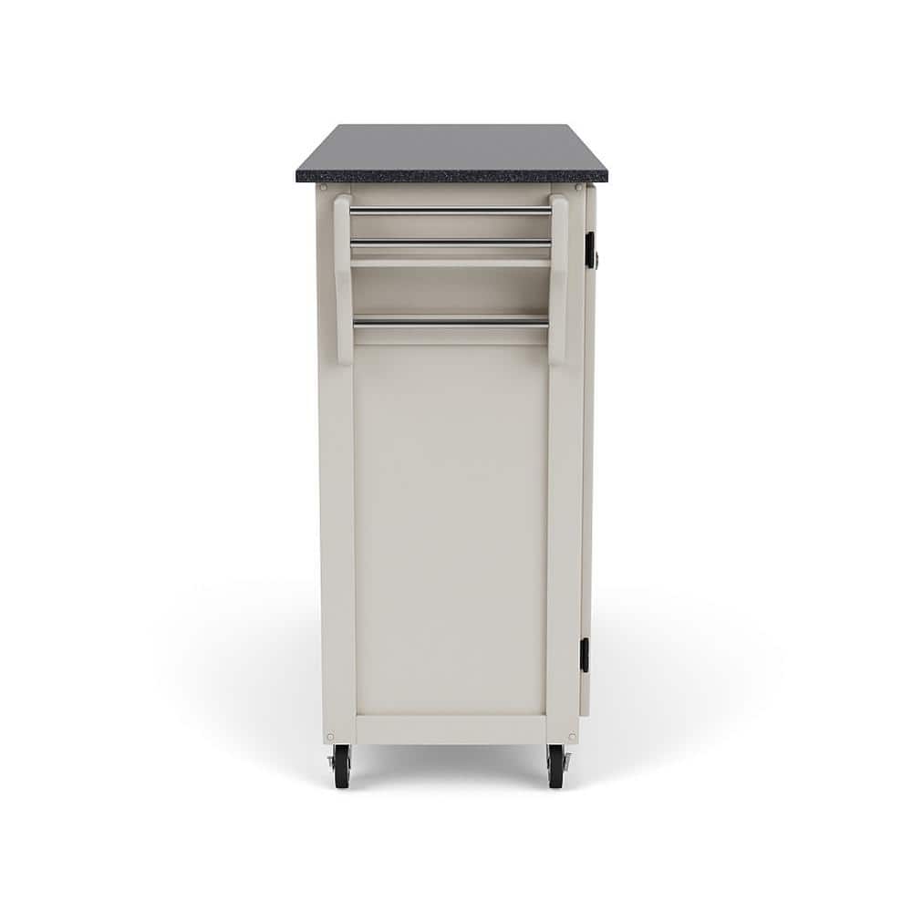 Off-White Granite Top Kitchen Cart with Storage