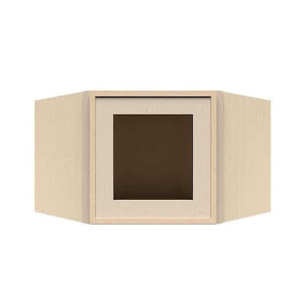 Slim Shaker Assembled 24 in. W x 15 in. H x 12 in. D Wall Diagonal Corner Kitchen Cabinet in Natural Wood