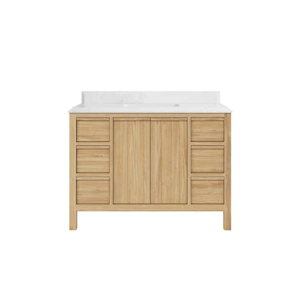 Willow Collections Elizabeth 48 in. W x 22 in. D x 36 in. H Bath Vanity in Natural with Cove Edge Empira Quartz Top