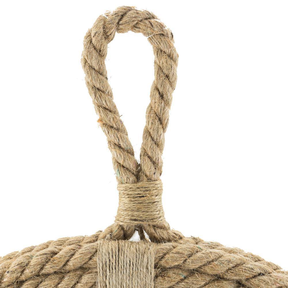 Nautical Charm 16.5" Round Rope-Wrapped Wall Mirror with Hanging Loop