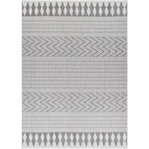 Long beach Taupe/Brown Tribal 8 ft. x 10 ft. Indoor/Outdoor Area Rug
