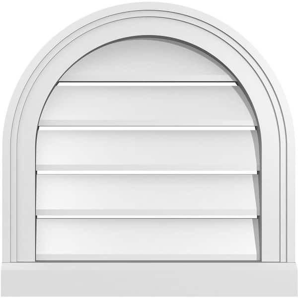 Ekena Millwork 18 in. x 18 in. Round Top White PVC Paintable Gable Louver Vent Functional
